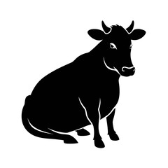 Black silhouette of a cow sitting down silhouette
