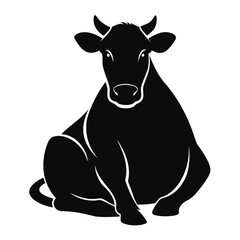 Sitting cow silhouette with horns and ears