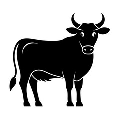 Stylized black bull silhouette with wide eyes and horns