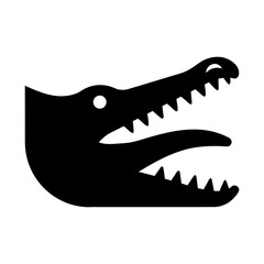 Aggressive alligator head with open jaws silhouette