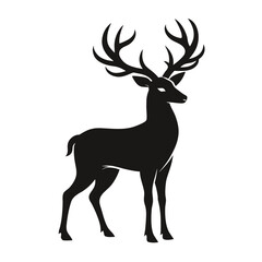 Majestic stag with large antlers silhouette