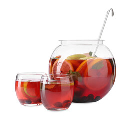 Fruity punch isolated on white. Refreshing drink