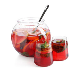 Fruity punch isolated on white. Refreshing drink