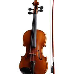 Fototapeta premium Violin with Bow Isolated on Transparent Background