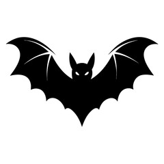 Spooky black bat flying with wings spread silhouette