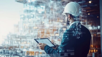 Two Architect man discussing about the building plan and see how the construction progressive at the construction site