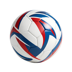 Fototapeta premium Modern White Soccer Ball with Red and Blue Pattern Isolated on Transparent Background