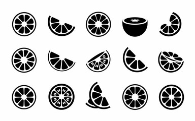 Vector art of collection of orange fruit slices and halves