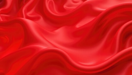Obraz premium Vibrant and sumptuous texture of red fabric featuring soft folds, creating a dynamic and flowing composition with visual depth