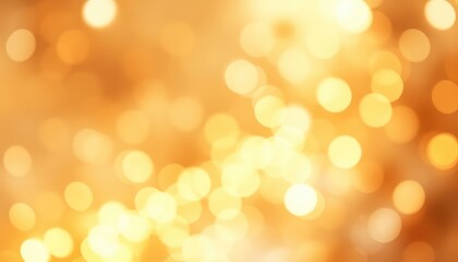 Obraz premium Golden abstract blurred light background, soft glowing circles with bokeh effect, festive holiday season backdrop