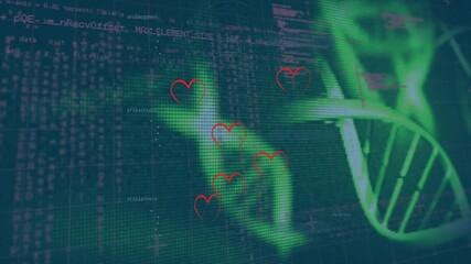 Animation of dna strand spinning and medical data processing - Powered by Adobe