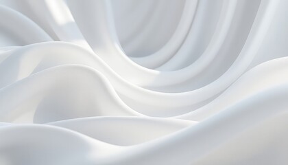 Obraz premium Delicate, smooth, white fabric waves and folds gently, creating a soft, calming texture, ideal for a light, elegant and ethereal backdrop
