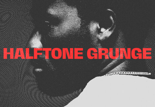 Grunge Halftone Image Effect Mockup