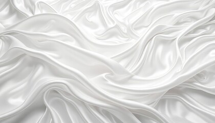 Obraz premium Elegant drapery of flowing white satin fabric with soft waves and shimmering highlights creating a luxurious texture