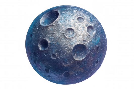 Lunar-like celestial body spinning against starry backdrop, revealing cratered surface, ideal for scientific visualization and cosmic design concepts