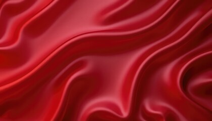 Obraz premium Intense red fabric cascading gracefully with soft, undulating curves creating a beautiful, captivating, luxurious, and opulent textile background