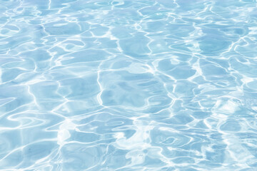 Abstract light blue colored water with ripples on the surface. Water with shining texture background. Top​ view​ of blue​ water.​