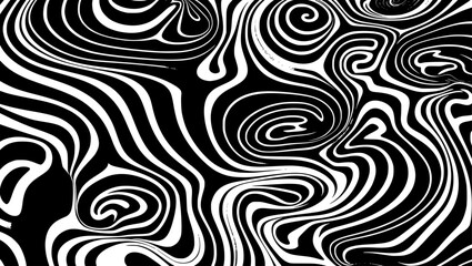 Fototapeta premium Swirling black and white pattern creates optical illusion with dynamic, wavy lines, forming a hypnotic and abstract, high-contrast visual experience