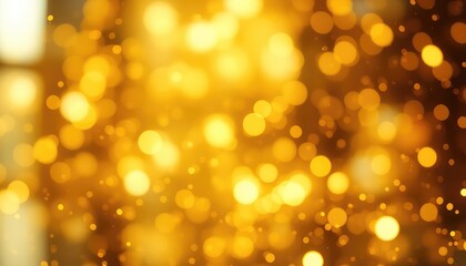 Golden shimmering spheres cascade in a dazzling, out-of-focus display, radiating warmth and a festive elegance
