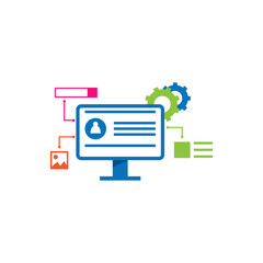 UI Design Vector with Monitor & Elemen Sistem