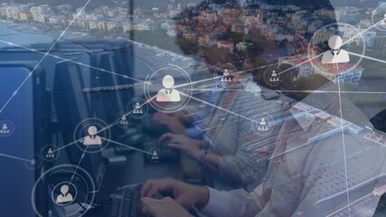 Digital video shows financial data animation in a global shipping network concept. - Powered by Adobe