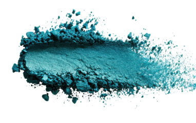 Teal cosmetic powder smudge on black