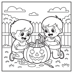 Fototapeta premium Autumn Scenes Coloring Pages