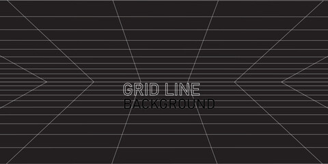 Futuristic perspective grid box. Abstract wireframe with white grid line on black background. Virtual reality landscape in 80s 90s digital style.eps 10