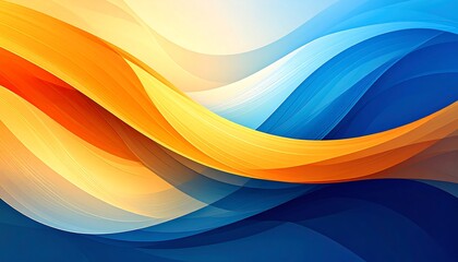 Dynamic Abstract Waves in Blue and Orange Background.