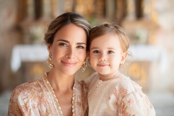 Warm embrace between mother and daughter showcases love and conn