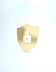 Gold shield with lock icon