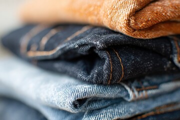 Softly folded denim in various shades creates stylish, modern ar