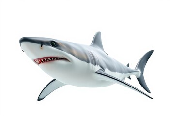Obraz premium A great white shark isolated on a pure white background, single, animal