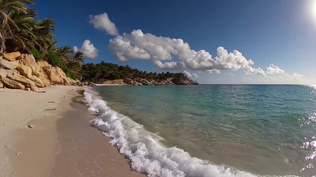 Pristine Beach with White Sand and Turquoise Water in Balearic Islands