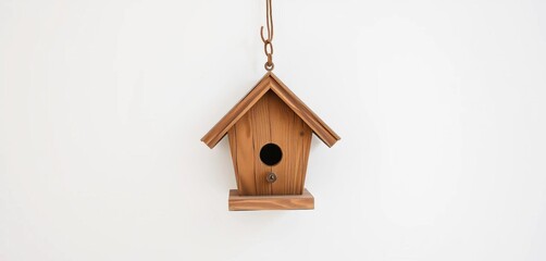 Charming rustic birdhouse on a pure white background, isolated, animals
