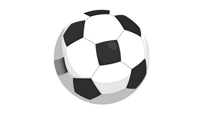 A soccer ball, highlighted against a plain white background, exhibits a classic black and white design.