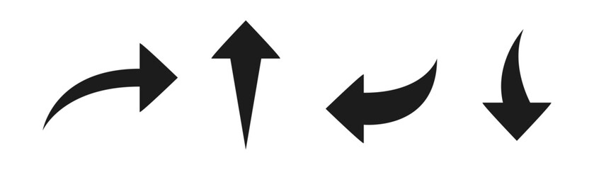 Curved arrow set. Black curved arrow icon isolated on white and transparent backgroundCurved arrow set. Black curved arrow icon isolated on white and transparent background