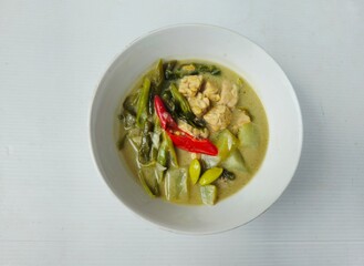 stir fried vegetables,Sayur lodeh is Indonesian vegetable soup from Javanese cuisine,prepared from vegetables cooked in coconut milk
