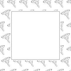 Food frame. doodle fast food square frame. hand drawn food and beverage frame background. food background	