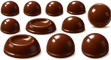 Fototapeta premium An array of glossy, delectable milk chocolate domes and rounds, tempting indulgence on a pristine