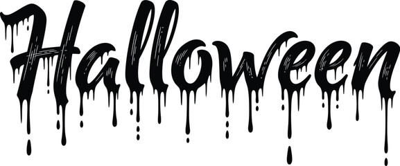 Halloween dripping text vector spooky october holiday design art