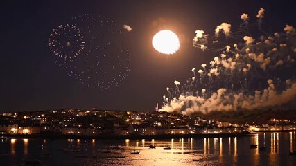 Fireworks exhibition during combustion celebration evening
