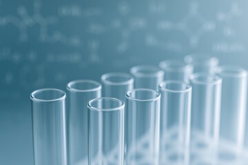 Laboratory equipment test tubes in a science research lab with chemical formula background clear