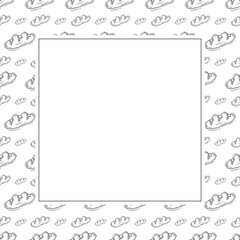 Food frame. doodle fast food square frame. hand drawn food and beverage frame background. food background	