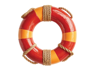 Red and orange life preserver safety at sea summer isolated on transparent White background png