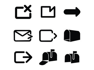 outbox, mailboxes, envelopes, and directional arrows icons.