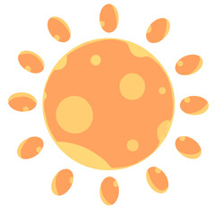 ポップでかわいいオレンジ色の太陽イラスト