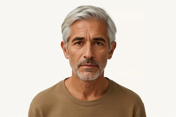 Obraz premium Serious mature man portrait, studio shot, white background, profile image