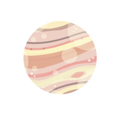 カラフルでかわいい水玉とストライプのピンクの木星イラスト