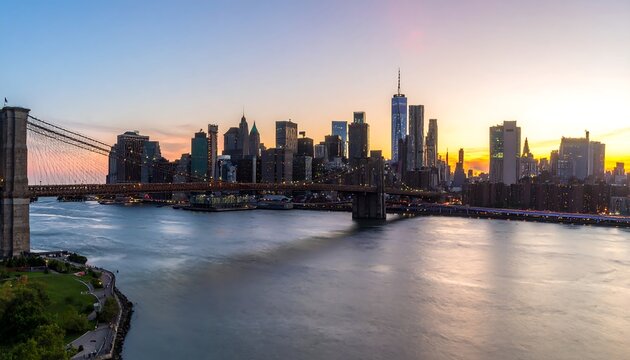 Panoramic city skyline at sunset (1)